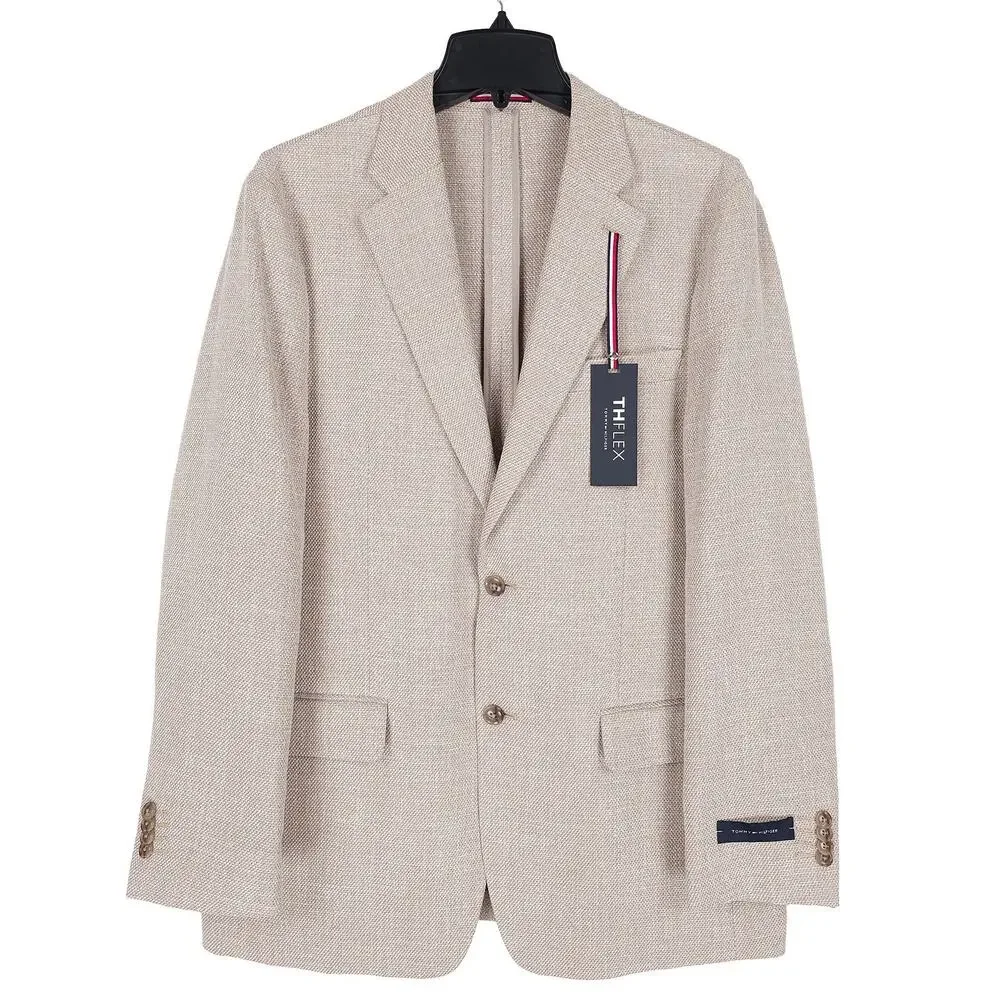 Tommy Hilfiger Mens Modern Fit Sport Coat 40R Tan Solid Stretch Basketweave NWT